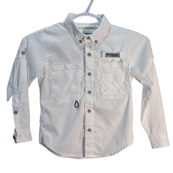 NWOT | Columbia Boys Long Sleeve Fishing Button Up Shirt White Omni-Shade | XXS - Picture 1 of 4